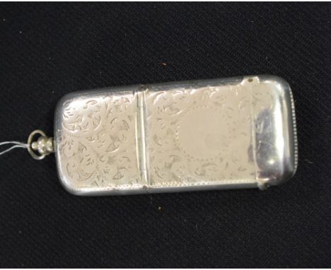 A William IV silver snuff box, vesta and sovereign case, etc