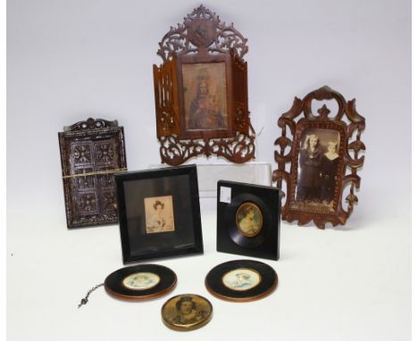 Photograph Frames - a Sorrento gate frame; carved wooden frames; miniatures