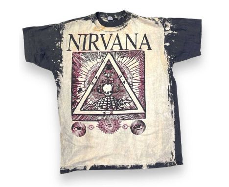 A likely c 1990s t-shirt with Nirvana print. Size XXL. 'Navy USA' label.