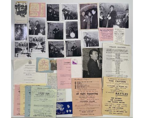 Good selection of Cavern Club ephemera to inc: later printings of photographs of the Cavern inc Beatles performing, autograph