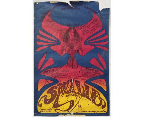 An original poster advertising dates at the Savile Theatre, London in August/September 1967 with acts performing including Ji
