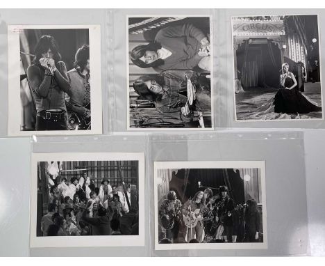 Five vintage prints (each c9.5x12") each with scenes depicting John Lennon, members of The Rolling Stones, The Who and anothe