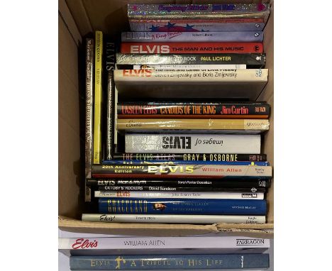 Approx 25 Elvis-related books to include titles such as Unseen Elvis, Elvis- Man &amp; Myth, Elvis in Hollywood, The Boy Who 