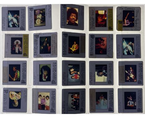 Five glossy black and white photographs of Jimi Hendrix, variously sized but all c 8x10", all with Pictorial Press stickers t