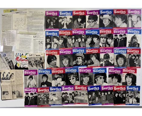 Beatles memorabilia to inc: 38 original Beatles monthly books to inc an unbroken run from #2-40 (some duplication), fan club 