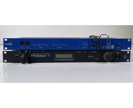 A Proteus FX EMU 32 voice sampler, a E Magic AMT8 Active Midi Transmitter.