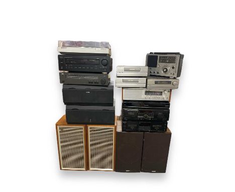 A large collection of hi-fi equipment to include: a Fatman iTube tube amplifier with speakers, a Teac AG-790 stereo receiver,