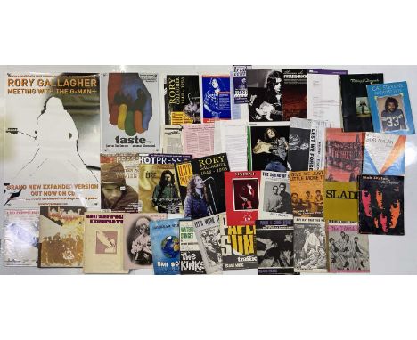 Generous selection of material relating to Rory Gallagher. To inc: 20+ Rory Gallagher fanzines, a folder with a good selectio