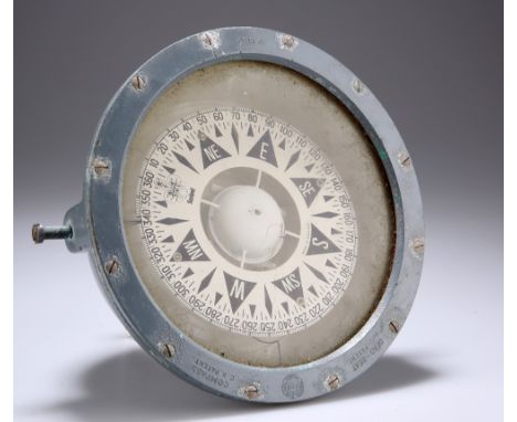A WWII H. HUGHES &amp; SON (HUSUN), DEAD-BEAT GIMBALED&nbsp;COMPASS, No. 8130, dial signed Sestel. 19cm diameter