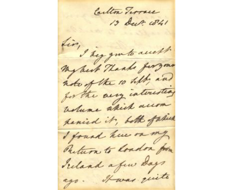 PALMERSTON VISCOUNT: (1784-1865) British Prime Minister 1855-58, 1859-65. A.L.S., Palmerston, two pages, 8vo, Carlton Terrace