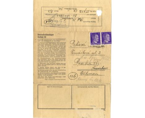 DACHAU: An A.L.S. by Jaroslaw Pek, a Prisoner of War, three pages, 8vo, (on the official printed folding stationery of Konzen