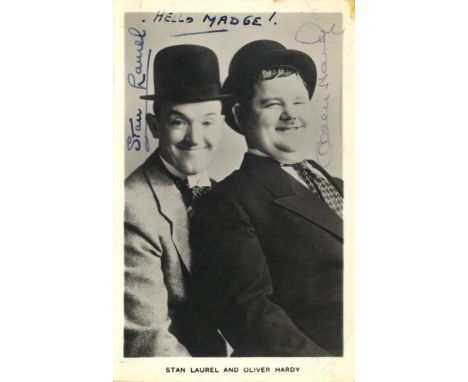 LAUREL & HARDY: LAUREL STAN (1890-1965) & HARDY OLIVER (1892-1957) English and American Film Comedians. Vintage signed and in