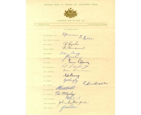 CRICKET: Selection of multiple signed teamsheets (most official), a few album pages etc., by various cricket teams including 