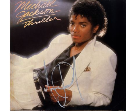 JACKSON MICHAEL: (1958-2009) American Pop Singer. Signed album record sleeve (front panel only) for Thriller (1982). Signed b