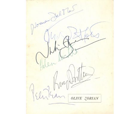 BRITTEN BENJAMIN: (1913-1976) English Composer. A printed 4to concert programme for a Memorial Concert for Olive Zorian at Fr