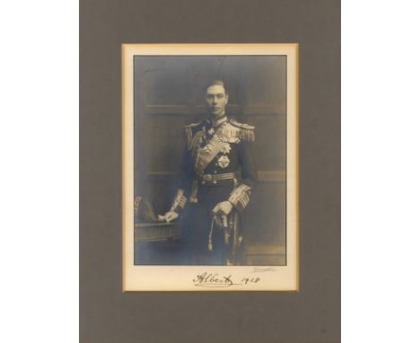 GEORGE VI: (1895-1952) King of the United Kingdom 1936-52. Vintage signed 7 x 9.5 photograph of the future King standing in a