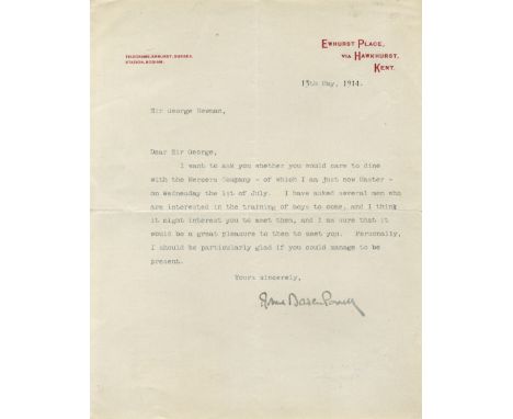 BADEN-POWELL ROBERT: (1857-1941) British Lieutenant General, founder of the Scout movement. T.L.S., Robert Baden Powell, one 