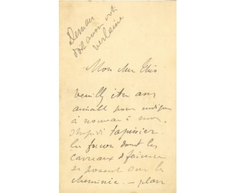TOULOUSE-LAUTREC HENRI DE: (1864-1901) French Painter. A.L.S., with his initials T-L, three pages, 8vo, n.p., n.d., to 'Mon C