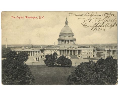 CODY W. F.: (1846-1917) American Showman. A vintage postcard photograph of The Capitol at Washington D.C., signed ('W F Cody 