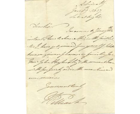 WILLIAM IV: (1765-1837) King of the United Kingdom of Great Britain & Ireland 1830-37. A.L.S., William, one page, 4to, Admira