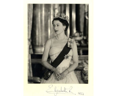 ELIZABETH II: (1926- ) Queen of the United Kingdom 1952- . A very fine vintage signed 7 x 10 photograph, the image depicting 