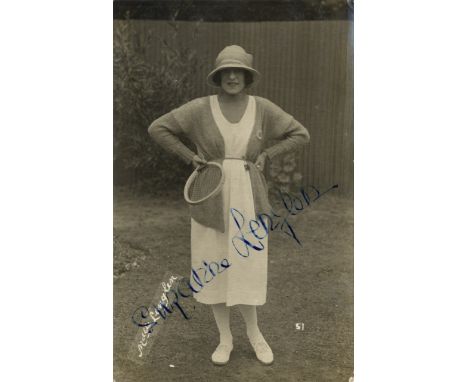 LENGLEN SUZANNE: (1899-1938) French Tennis Player, Wimbledon Champion 1919, 1920, 1921, 1922, 1923 &amp; 1925. Vintage signed