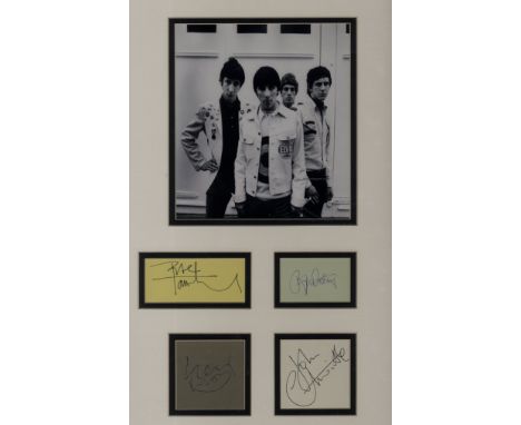 WHO THE: Individual ink signatures by all four members of the English Rock band of the 1960s, comprising Roger Daltrey, Pete 