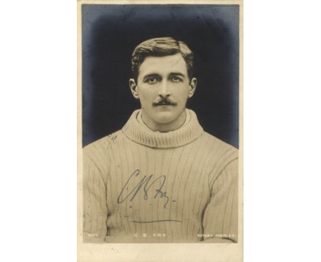 FRY C. B.: (1872-1956) English Cricketer and Sportsman. Vintage signed sepia postcard photograph of Fry in a half length pose