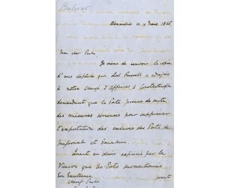 BULWER HENRY: (1801-1872) 1st Baron Dalling and Bulwer. British Politician & Diplomat. A.L.S., Henry L Bulwer, four pages, 8v