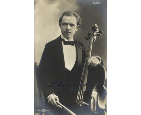 CASALS PABLO: (1876-1973) Spanish Cellist. Vintage signed postcard photograph, an early image of Casals seated in a three qua