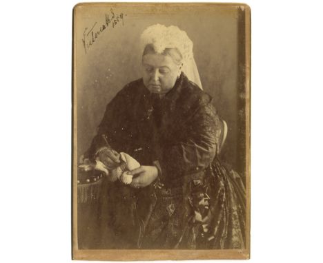 VICTORIA: (1819-1901) Queen of the United Kingdom Great Britain & Ireland 1837-1901. Vintage signed sepia cabinet photograph,