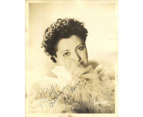 MORGAN HELEN: (1900-1941) American Singer & Actress. Vintage signed and inscribed sepia 8 x 10 photograph of Morgan in a head