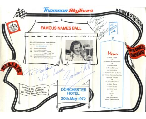 HILL GRAHAM: (1929-1975) English Motor Racing Driver, Formula One World Champion 1962 & 1968. A printed oblong folio menu for