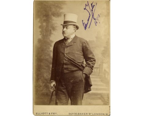 YATES EDMUND: (1831-1894) British Novelist & Dramatist. Vintage signed sepia cabinet photograph, the image depicting Yates st