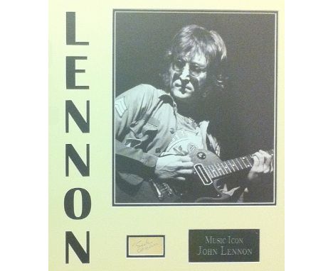 LENNON JOHN: (1940-1980) English Musician, a member of The Beatles. Vintage blue ink signature ('John Lennon') on a small 12m