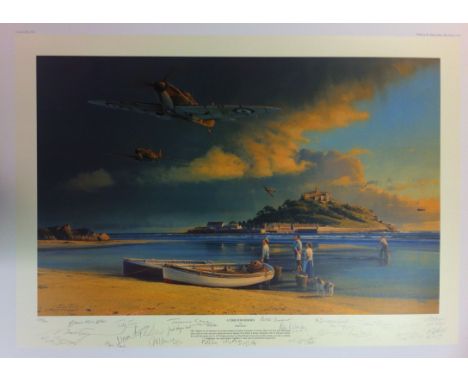 BATTLE OF BRITAIN: A colour 32 x 24 Limited Edition print entitled A Time for Heroes by artist Robert Taylor, the image depic
