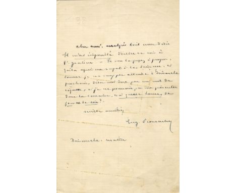 FROMENTIN EUGENE: (1820-1876) French Painter and Writer. A.L.S., Eug. Fromentin, one page, 8vo, n.p., n.d. (‘Dimanche Matin’)