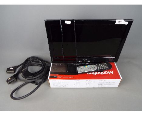 A 16" Alba flatscreen television with built in DVD player and a boxed Freeview HD Recorder. [2]