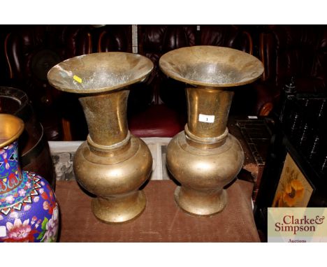 A pair of heavy oriental bronze vases  AF