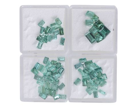 Konvolut Turmaline von ca. 5,45 + 4,15 + 3,61 + 2,29 ct, Baguetten und Carrees im Treppenschliff, vermutlich afrikanisch, gut