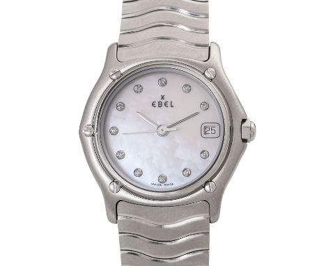 EBEL Sport Classic. Ref. 9087121. Damen Armbanduhr. Edelstahl. Quarz-Werk mit neuer Batterie. Perlmutt-Zifferblatt mit 11 Dia