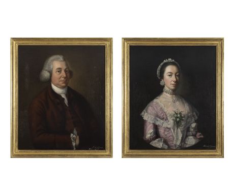 STRICKLAND LOWRY (1737-c.1785)Sarah and James Lewis of BelfastA pair, Oils on canvas. 76 x 63cm (30 x 24¾")Inscribed with sit