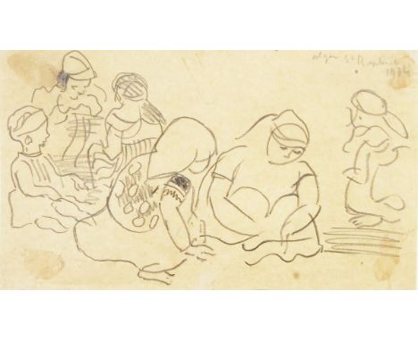 St Raphael (1934) 
Pencil sketch
Figures sitting, 12cm x 20cm 