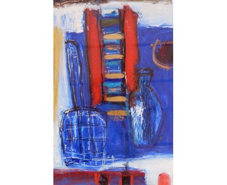 Ian Humphreys
Oil on paper
"Golden Ladder", abstract, signed and dated 1992 verso, 29cm x 19cm 