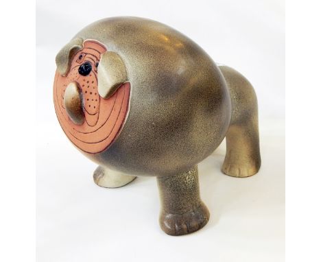 Lisa Larson Gustavbery pottery model of  pug 39cm long