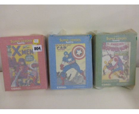 Three boxed Corgi Marvel Super Heroes ltd edn vehicles including Spider-Man, X-Men and Captain America all wrapped in origina