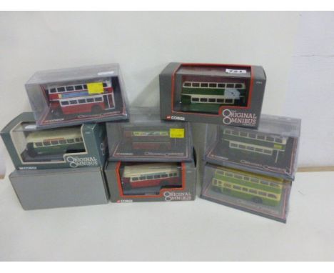 Eight cased 1:76 Corgi The Original Omnibus vehicles including 97814, 97867, 97852, 43903, 41902, 43901, 43905 and 43921 all 