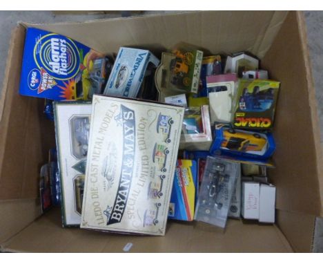 Quantity of Boxed Mostly Die Cast Vehicles Including Corgi, Lledo, Super Racer, Hot Wheels Etc