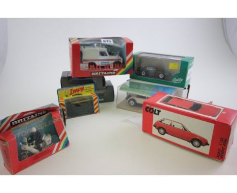 10 Boxed vehicles by various manufacturers including Britains 9610 Police Land Rover & 9673 Police Patrolman, Mitsubishi Colt