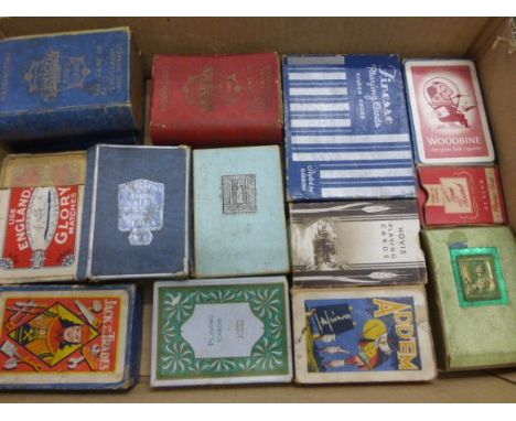 14 Vintage packs of playing cards including Woodbine, Tom Thumb, Waddingtons Add'em, Goodalls Bonjour, Waddingtons Lexicon x3